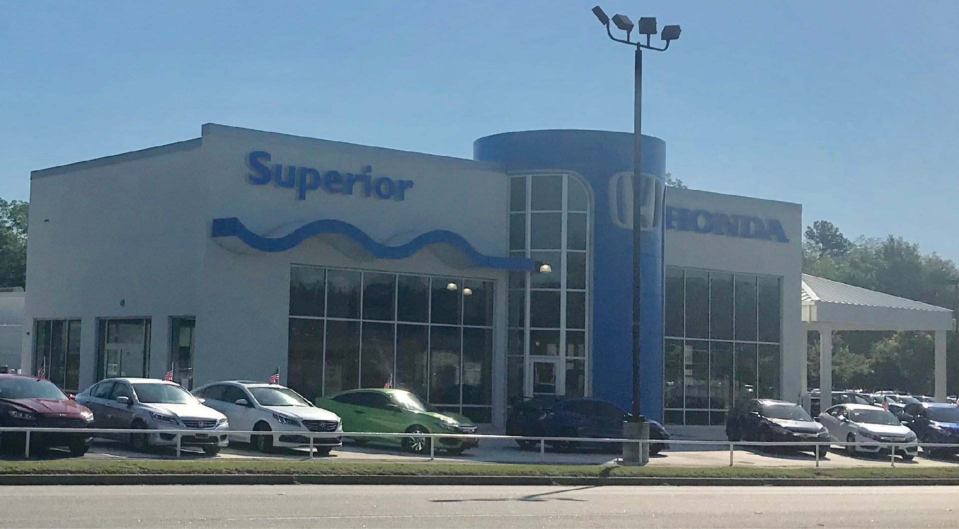 A photograph of the front of Superior Honda, located in Orangeburg, South Carolina