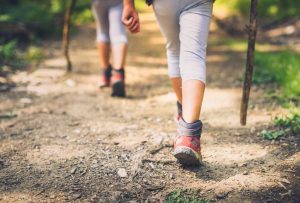 Two people on a Spring hike near Orangeburg, SC.