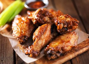 A plate of chicken wings served at a restaraunt near Orangeburg, South Carolina.