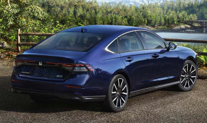 A photo of a 1024 Honda Accord parked near the wooded edge of a body of water near Orangeburg, South Carolina.