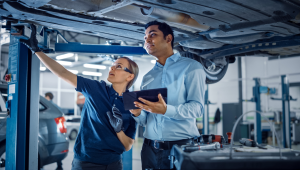 A vehicle inspection being performed at a service center near Orangeburg, South Carolina